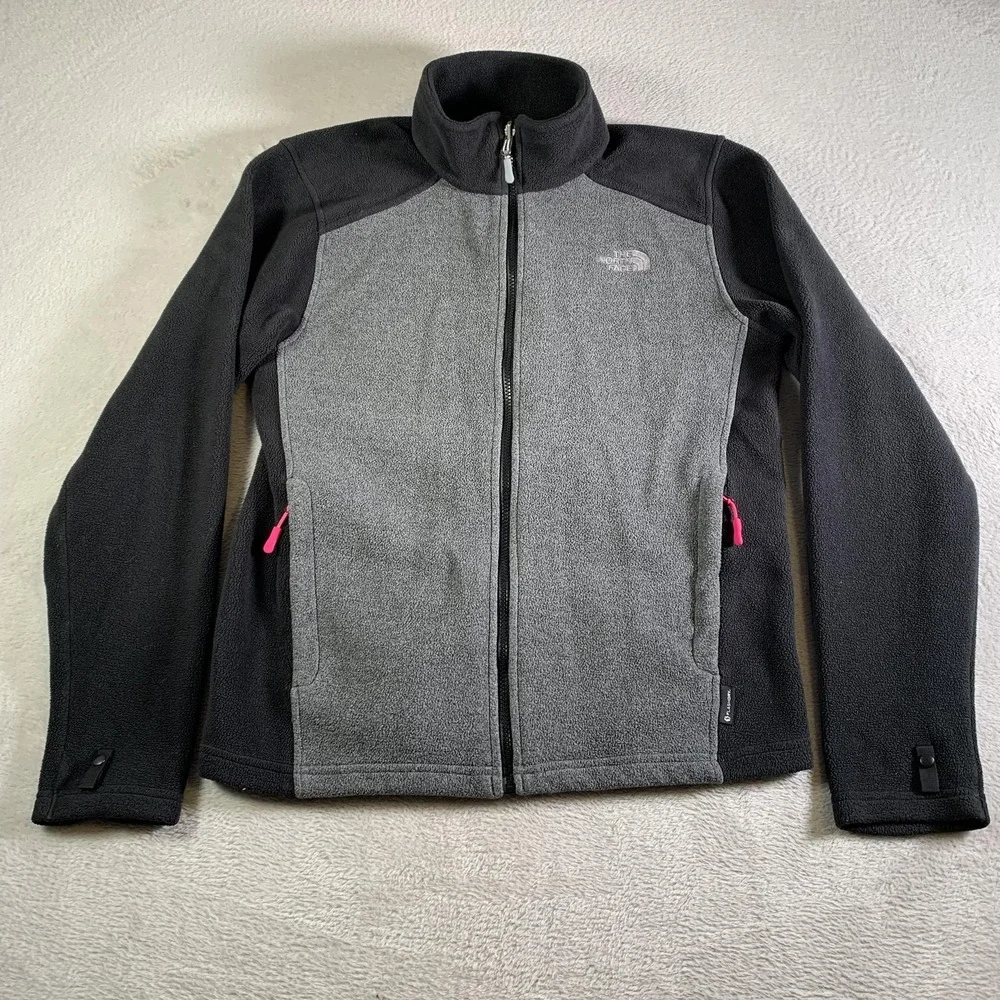 The North Face Jacket Mens‎ Small Gray Black Fleece Full Zip FlashDry Outdoor